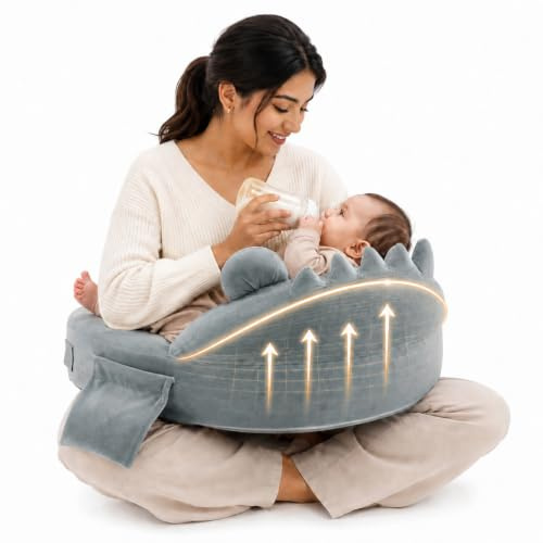 Stillkissen mit Sicherheitsumrandung, StillkissenKlein Memory-Schaum Stillkissen Verstellbar & Abnehmbar Baumwollbezug, Ergonomisches Still Lagerungskissen Liegefläche Fester & Stützend(Gray)
