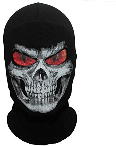 WTACTFUL Scary Skull Balaclava Ghost Death Mask - Flaming Eye - Motorradfahren Ski Snowboard Cosplay Kostüm Kopfbedeckung Schutz Winter/Sommer Hideous 02