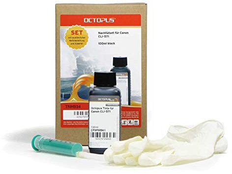 Druckertinten Nachfüllset 1x 100 ml kompatibel mit Canon Pixma CLI-571, BK Druckerpatronen