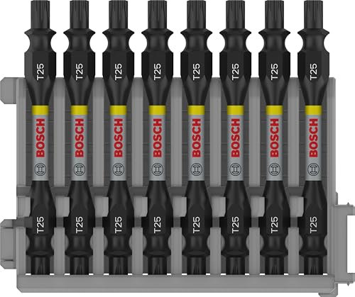 Bosch Professional 8 uds. Punta de Atornillar Dobles Torx (Impact Control, 8 x T25-T25 Bits, Longitud 65mm, Pick and Click, Accesorio Atornilladores de Impacto)