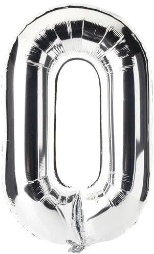 Riesenzahl 0 Luftballon - 86 cm - Silber