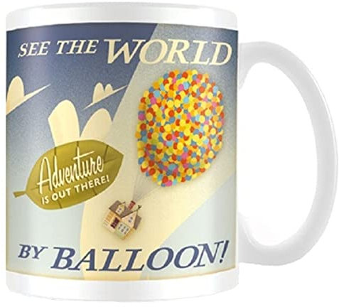 Disney Taza de cerámica de Ver el Mundo en Globo de Up Pixar, Multicolor