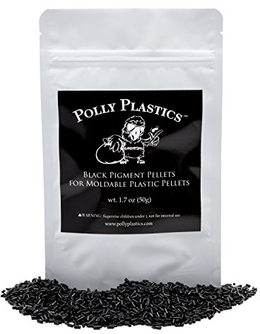 Polly Plastics Moldable Plastic Pellets for Cosplayers and Hobbyists in EZ Grip Jar with Idea Booklet – Black, Size 50g (1.75 oz)