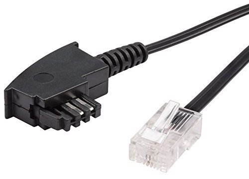 ecabo 10059 10m TAE-F Stecker auf RJ45-Stecker Anschlusskabel – Routerkabel – VDSL/DSL – Direktanschluss von DSL-Routern an die Telefondose – Flachkabel für Alle Router und Modems – schwarz