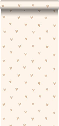 Tapete Herzchen Gold und Beige - 138865 - von ESTAhome