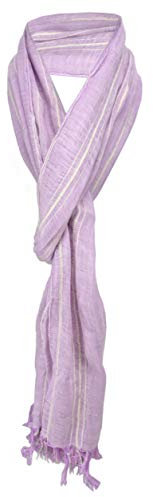 TigerTie Schal in flieder beige gestreift mit Fransen - Gr. 190 x 33 cm