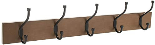 Amazon Basics Rectangulaire Patère murale, Lot de 1, Bois brut