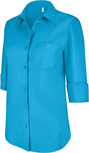 Ladies' 3/4 Sleeved Shirt - Bright Turquoise, L, Ladies