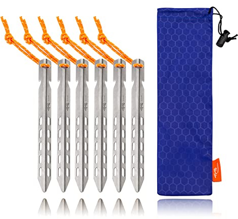 EINWEG Tito Titan V-förmigen Winddicht Zeltheringen Erdnägel Nail Pegs mit Größe 10 x 10 x 160 mm und nur 11,5 g (Silber)