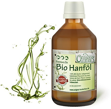 Original-Leckerlies: Hanföl aus kontrolliertem Anbau, 250 ml in brauner Apotheker-Glasflasche, kaltgepresst, Lebensmittelqualität, Naturprodukt für Hunde, Pferde und Katzen
