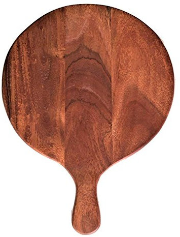 Purpledip Bandeja de madera de acacia para pizza Uso como bandeja para servir queso/frutos secos/frutas o tabla de pelar (11367).