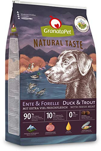 GranataPet Natural Taste Ente & Forelle, Trockenfutter für Hunde, Hundefutter ohne Getreide & ohne Zuckerzusätze, Alleinfuttermittel für ausgewachsene Hunde, 12 kg