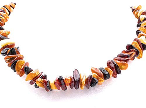 Bernstein Schmuck Halskette - Baltischer Natur-Bernstein Chips Mehrfarbig 8mm - Nicht Gepresst - 45cm mit Drehverschluss - Modellnummer 3170