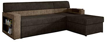 MOEBLO Ecksofa mit Schlaffunktion mit Bettkasten Couch L-Form Polstergarnitur Wohnlandschaft Polstersofa mit Ottomane Couchgranitur - FOGO (Dunkelbraun+Braun (Dora 28+Dora 26), Ecksofa Rechts)