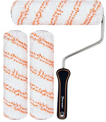 Rollingdog - Struttura per rullo da vernice da 9” con 3 pezzi di manicotti in microfibra senza pelucchi, perfetto per lavori di pittura su superfici lisce interni ed esterni