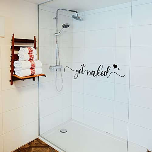 SUPERDANT Get Naked Wandsticker Badezimmer Wandtattoo Selbstklebender Aufkleber Wandaufkleber Für Badezimmer Badewanne Pool Dekoionen Lustig Text Badezimmer Vinyl Wanddekor Bad Schwarz 28x97cm