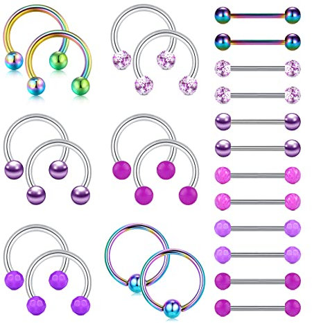 Funseedrr Brustwarzenpiercing Nippelpiercing Edelstahl 14G 14mm 16mm Stab Hufeisen Brustpiercing Piercing Brustwarze Barbells