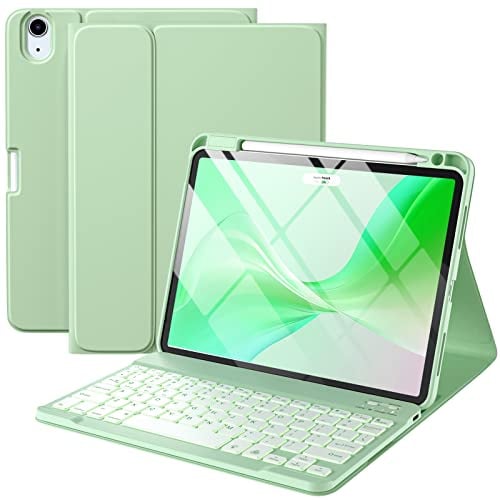 Harvopu Custodia compatibile con iPad Air 11/10,9 Air 5a 4a generazione con tastiera – retroilluminata staccabile, copertura per tastiera Folio con portamatite per iPad Air 11 M4/M3/M2, Air 5/Air 4