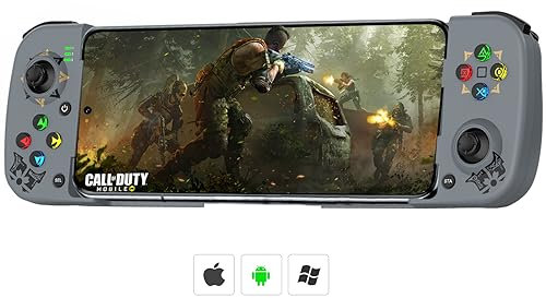 Megadream Mobile Game Controller Gamepad for iPhone iOS Android PC: Works with iPhone 15/14/13/12/11/X, iPad, Samsung Galaxy, TCL, Tablet, Apex Legends, Call of Duty - Directly Play (Grey)