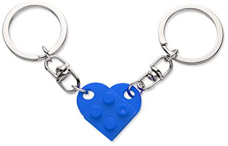 Porte-Clés en Forme Coeur, 2 Pièces Porte Clé Coeur Couple Porte-Clés pour Petit Ami Cadeau Porte-Clés Décorations Coeur Cadeau Saint Valentin pour Petite Amie Petit Ami (Bleu)