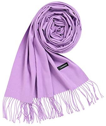 Kaschmir Schal Damen, Schals für Damen Helles Lila Einfarbig mit Quaste Scarf Unisex 200X70CM(79X28In)