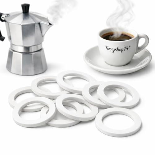 Terryshop74 10 guarnizioni compatibili per macchinetta da caffè ricambi in gomma 10 pezzi grande risparmio compatibili con moka tutti i marchi (2 Tazze)