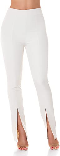 Koucla Business High Waist Schlag Treggings mit Deko Naht und Schlitz XS