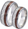 Hoisy Verlobungsring und Ehering Set, Damen Ringe Verlobung 8MM Silberring Inlay Holz und Metall Größe Frauen 60 (19.1) und Männer 65 (20.7)