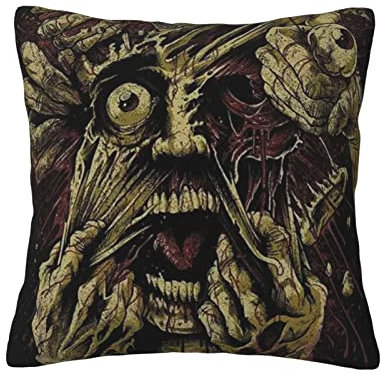 Quadrat Kissen Fall Heavy Metal Rock Skeleton Reizbares Blut Zierkissenbezüge Weich Kissenbezüge Vintage Kissenhülle 45X45Cm Für Patio Outdoor Büro