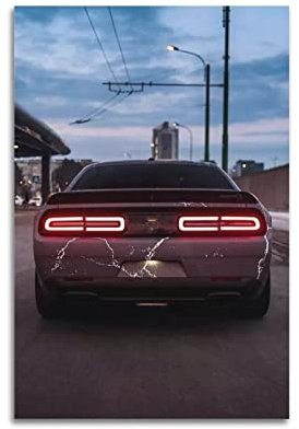JUNNA Sportwagen-Poster für Dodge Challenger SRT Hellcat Super Car Dekorative Malerei Leinwand Wand und Kunst Bild Familie Schlafzimmer Dekor 30 x 45 cm