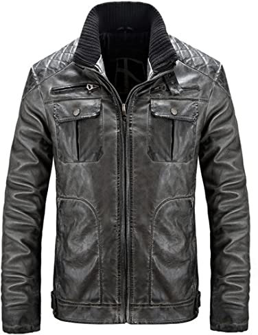 Giacca in pelle da uomo retrò giacca da motociclista maschile Streetwear Casual giacca da motociclista abbigliamento uomo cappotto in pelle