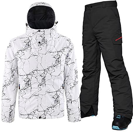 HOTIAN Herren Schneeanzug, Wasserdicht Winddicht Winter Warme Schnee Skifahren Sätze,für Wandern Klettern Isoliertes Snowboarden MAEBLE BA M