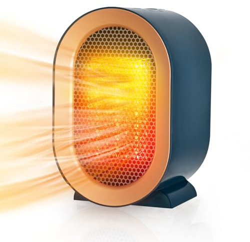 Stufetta Elettrica Basso Consumo, Stufa Bagno, Termoventilatore Ceramico 800/1200W, Protenzione Anti-surriscaldamento e Ribaltamento, 2 Impostazioni di Calore, dormitorio a risparmio energetico