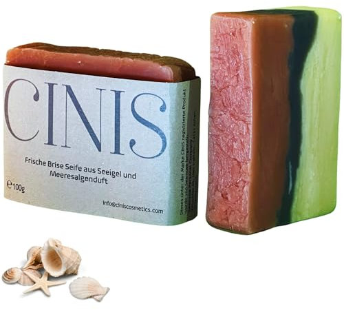 CINIS Fresh Breeze Natural Soap 100g - Handmade Sea Soap with Sea Urchin & Seaweed Fragrance, Vegan, Palm Oil Free, Oceanic Fresh, Gentle Skin Cleansing, Perfect Gift Idea