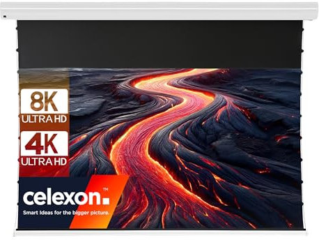 celexon HomeCinema Plus CLR ultra-short throw tension -Screen 100 | 221.4x124.5 cm 16:9 | electric 8K, Full-HD home cinema projection screen | ONLY for ultra-short throw projectors!