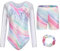 Happy Cherry Turnanzug Mädchen Lange Ärmel Akrobatik Anzug Kinder Leotard Gymnastics Klassisch Gymnastikanzug mit Haarband und Shorts 5-6 Jahre