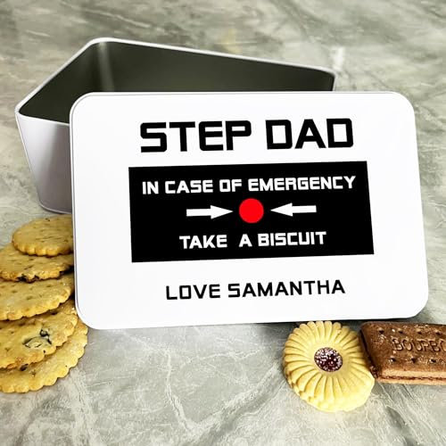 Step Dad Emergency Love From Personalised Gift Cookies Treats Biscuit Tin Personalised Gift | Custom Gift | Personalized Tin | Cake, Biscuit & Treat Tins | Gift For Her | Gift For Him