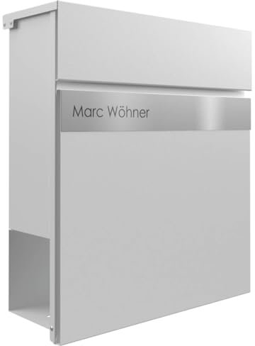 Briefkasten Manufaktur Design Briefkasten Kant Edition mit Zeitungsfach - Elegance 2 individuell mit Ihrem Namen (RAL 9016 verkehrsweiß)