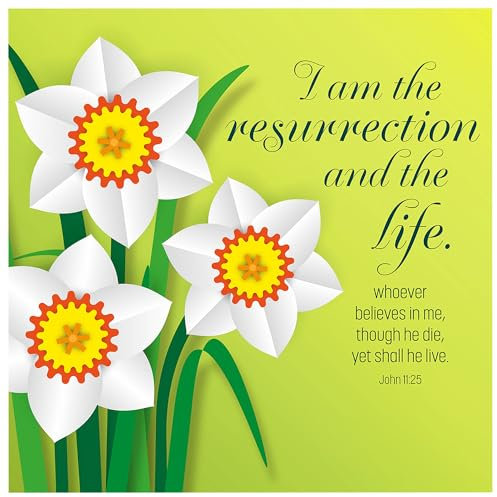 Religiöse Osterkarten – I am the Resurrection, Packung mit 5 Karten mit weißen Umschlägen, mit Bibelvers in diesen christlichen Osterkarten, von Just Cards Direct