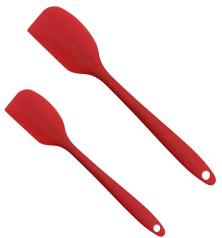 Kibon Silicone Spatula, 2 Pack Heat Resistant Non-Stick Kitchen Utensils, One Small and Large Spatula, Red