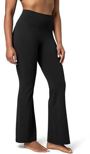 Colorfulkoala Damen Dreamlux Flared Leggings Scrunch Schlaghose Ausgestellte Yogahose High Waist 29.5, Schwarz, XS