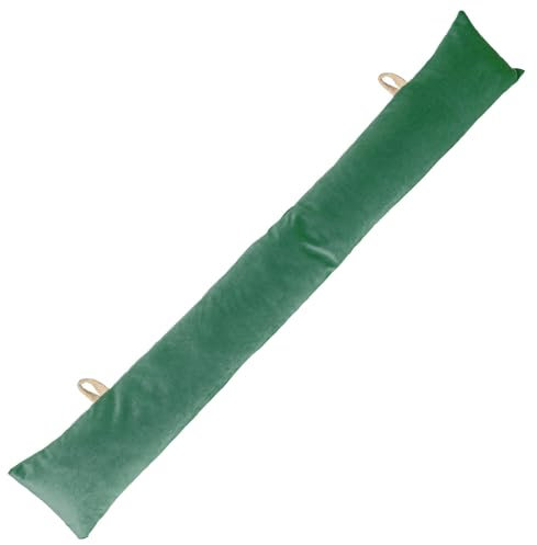 Nicola Spring 1x Grün 60cm x 12cm Samt Zugluftstopper - Lang Haustür Entwurf Ausschluss Stopper Blocker Isolierung Unten Kissen