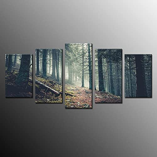 5-Teiliges Leinwandbild, Waldweg Poster, Gemälde Auf Leinwand, Wandkunst Für Zuhause, Wanddekoration, (Xl/Mit Rahmen 150 X 100 Cm) Schlafzimmerbürohotelwandkunstfoto -3Q7W/P7G0