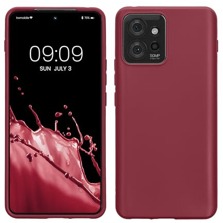 kwmobile Hülle für Motorola ThinkPhone TPU Case - Handyhülle unterstützt kabelloses Laden, Flexible Schutzhülle, gummiertes Cover in Bordeaux Violett