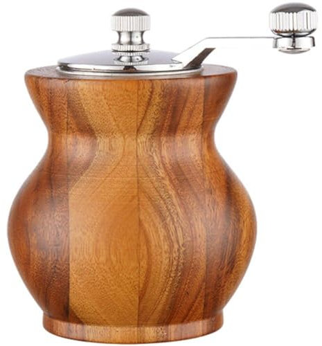 Glixoft Hand Crank Wood Mill Salt and Pepper Grinder Manual Salt Grinder Vase Style Mill Ceramic Core Grinder Vintage Grinder for Kitchen