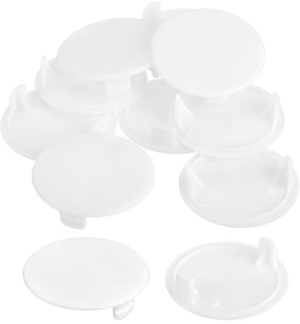 sourcing map 10Pcs Hinge Hole Covers, 35mm(1-3/8) Dia Plastic Concealed Hole Cover Round Flush Type Caps for Furniture Cabinet Cupboard, White