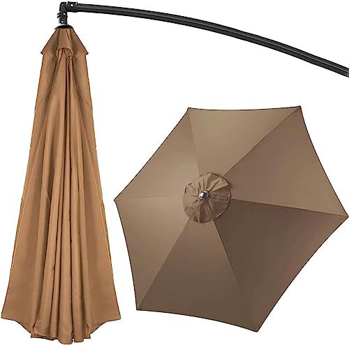 Toile Parasol 3x3 Déporté 6 Baleines 8 Baleines, Auvent De Rechange pour Parasol,pour Parasol à Bras Latéral Décentré Anti-Ultraviolet (Kaki,300cm/6-Ribs