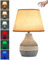26cm Small Cordless Ceramic Table Lamp with Timer, Dimmer, Linen Shade, Remote Control, Battery Lights Rechargeable, Mid Century Modern Bedside Lamp, Bedroom Living Room Side End Table