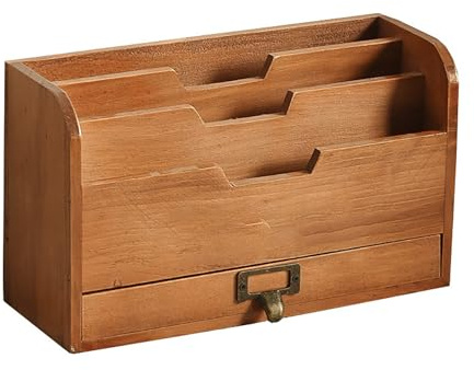 Schreibtisch-Organizer aus Holz, Schreibtisch-Organizer mit Schublade zur Aufbewahrung von Briefmarken, Notizen, Büroklammern, Scheren