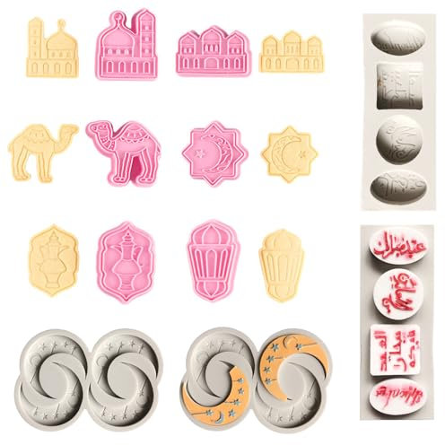 emporte-pièces musulmans, Emporte-Pièce Pâtisserie et Emporte-Pièce Eid Mubarak, Moule Gâteau Aid pour une Cuisine Inspirée de l'Orient - Makrout et Omra Mubarak Décoration
